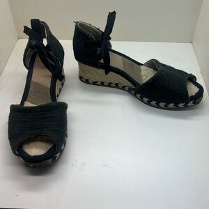 UGG Black Wedge Espadrilles Sandals Shoes 7
